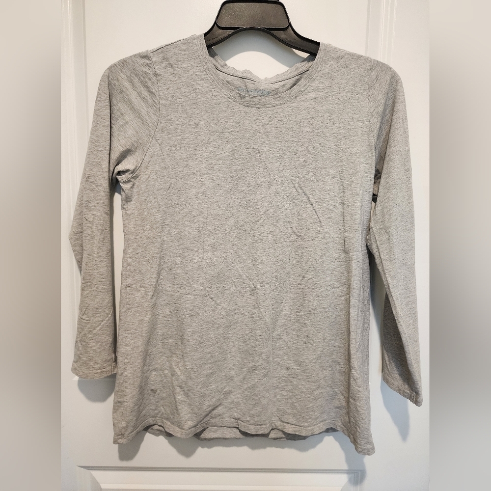 Soft Surroundings Basic Long Sleeve T-Shirt Women's Size M Heather Grey Stretch